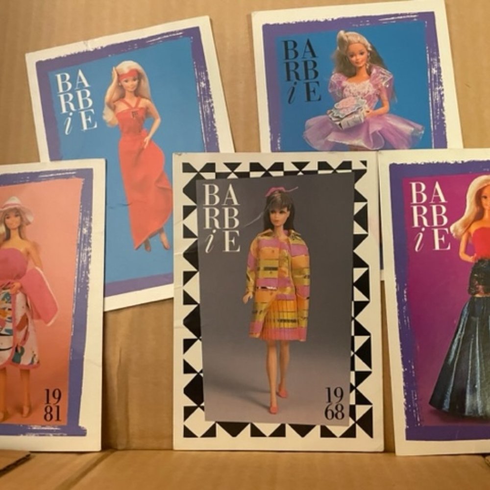 1991 Barbie Trading Cards Lot C 5 Cards. 5.5" X 3.5"  Good Used